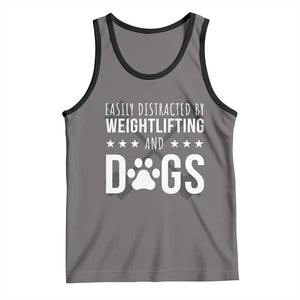 Easily Distracted By Weightlifting And Dogs Tank Top Funny Gym Gift TS12 Deep Heather Black Print Your Wear