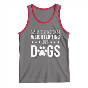 Easily Distracted By Weightlifting And Dogs Tank Top Funny Gym Gift TS12 Deep Heather Red Print Your Wear