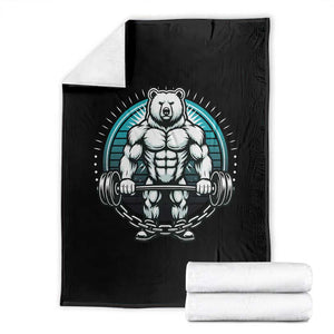 Funny Gym Workout Humor Throw Blanket Cute Weightlifting Bear Gift TS12 Black Print Your Wear