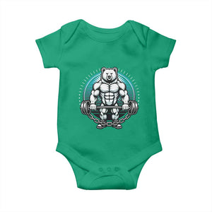 Funny Gym Workout Humor Baby Onesie Cute Weightlifting Bear Gift TS12 Irish Green Print Your Wear