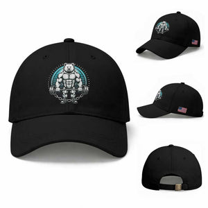 Funny Gym Workout Humor Baseball Cap Cute Weightlifting Bear Gift TS12 Baseball Cap Universal Fit Black Print Your Wear