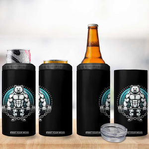 Funny Gym Workout Humor 4 in 1 Can Cooler Tumbler Cute Weightlifting Bear Gift TS12 Print Your Wear