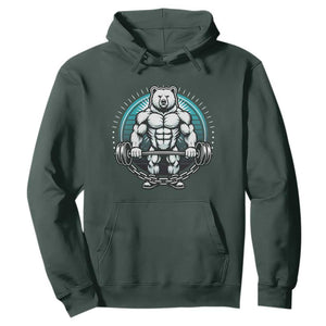 Funny Gym Workout Humor Hoodie Cute Weightlifting Bear Gift TS12 Dark Forest Green Print Your Wear
