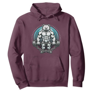 Funny Gym Workout Humor Hoodie Cute Weightlifting Bear Gift TS12 Maroon Print Your Wear