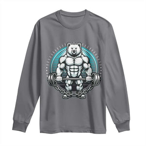 Funny Gym Workout Humor Long Sleeve Shirt Cute Weightlifting Bear Gift TS12 Charcoal Print Your Wear