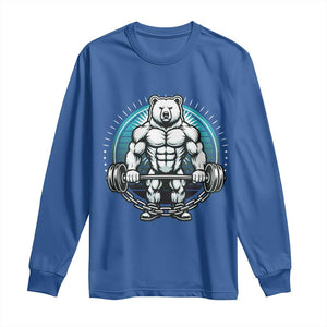 Funny Gym Workout Humor Long Sleeve Shirt Cute Weightlifting Bear Gift TS12 Royal Blue Print Your Wear