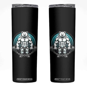 Funny Gym Workout Humor Skinny Tumbler Cute Weightlifting Bear Gift TS12 Black Print Your Wear