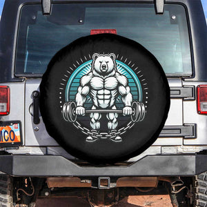 Funny Gym Workout Humor Spare Tire Cover Cute Weightlifting Bear Gift TS12 No hole Black Print Your Wear