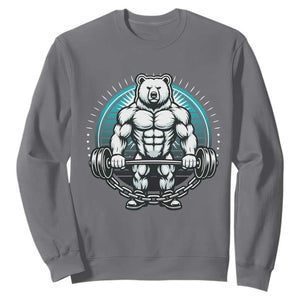 Funny Gym Workout Humor Sweatshirt Cute Weightlifting Bear Gift TS12 Charcoal Print Your Wear