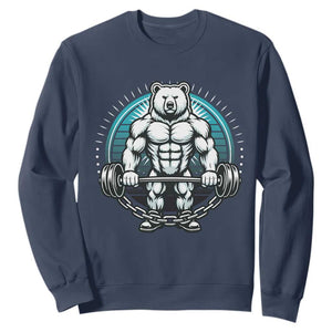 Funny Gym Workout Humor Sweatshirt Cute Weightlifting Bear Gift TS12 Navy Print Your Wear