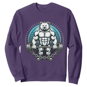 Funny Gym Workout Humor Sweatshirt Cute Weightlifting Bear Gift TS12 Purple Print Your Wear
