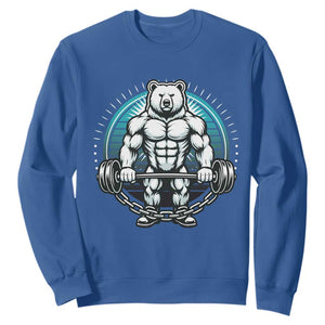 Funny Gym Workout Humor Sweatshirt Cute Weightlifting Bear Gift TS12 Royal Blue Print Your Wear