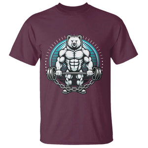 Funny Gym Workout Humor T Shirt Cute Weightlifting Bear Gift TS12 Maroon Print Your Wear