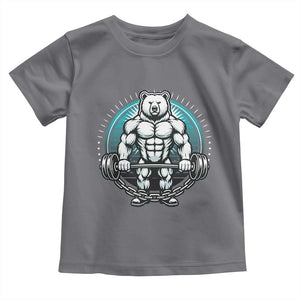 Funny Gym Workout Humor Toddler T Shirt Cute Weightlifting Bear Gift TS12 Charcoal Print Your Wear