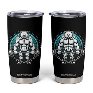 Funny Gym Workout Humor Tumbler Cup Cute Weightlifting Bear Gift TS12 Black Print Your Wear