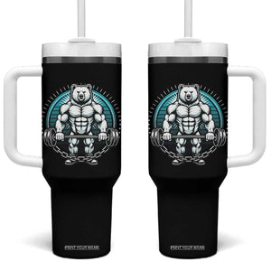 Funny Gym Workout Humor Tumbler With Handle Cute Weightlifting Bear Gift TS12 One Size: 40 oz Black Print Your Wear