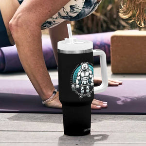 Funny Gym Workout Humor Tumbler With Handle Cute Weightlifting Bear Gift TS12 Print Your Wear