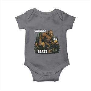 Unleash The Beast Baby Onesie Funny Bigfoot Fitness Workout Gift TS12 Charcoal Print Your Wear