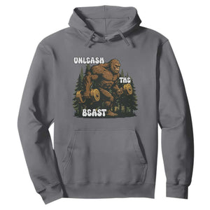 Unleash The Beast Hoodie Funny Bigfoot Fitness Workout Gift TS12 Charcoal Print Your Wear