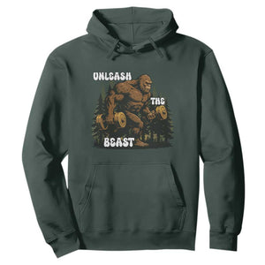 Unleash The Beast Hoodie Funny Bigfoot Fitness Workout Gift TS12 Dark Forest Green Print Your Wear