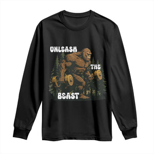 Unleash The Beast Long Sleeve Shirt Funny Bigfoot Fitness Workout Gift TS12 Black Print Your Wear
