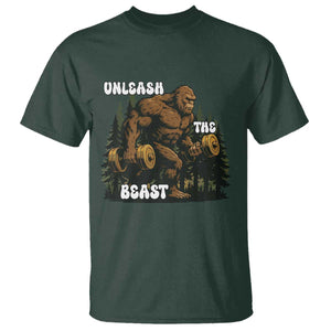 Unleash The Beast T Shirt Funny Bigfoot Fitness Workout Gift TS12 Dark Forest Green Print Your Wear