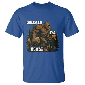 Unleash The Beast T Shirt Funny Bigfoot Fitness Workout Gift TS12 Royal Blue Print Your Wear