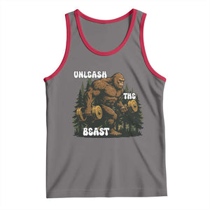 Unleash The Beast Tank Top Funny Bigfoot Fitness Workout Gift TS12 Deep Heather Red Print Your Wear