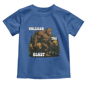 Unleash The Beast Toddler T Shirt Funny Bigfoot Fitness Workout Gift TS12 Royal Blue Print Your Wear