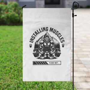 Installing Muscles Please Wait Garden Flag Bigfoot Funny Gym Workout Gift TS12 Print Your Wear