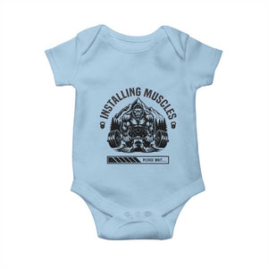 Installing Muscles Please Wait Baby Onesie Bigfoot Funny Gym Workout Gift TS12 Light Blue Print Your Wear