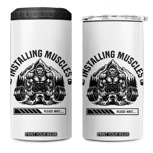 Installing Muscles Please Wait 4 in 1 Can Cooler Tumbler Bigfoot Funny Gym Workout Gift TS12 One Size: 16 oz White Print Your Wear
