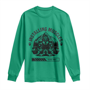Installing Muscles Please Wait Long Sleeve Shirt Bigfoot Funny Gym Workout Gift TS12 Irish Green Print Your Wear