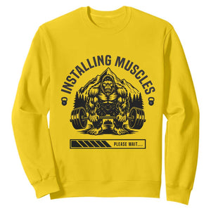 Installing Muscles Please Wait Sweatshirt Bigfoot Funny Gym Workout Gift TS12 Daisy Print Your Wear