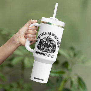 Installing Muscles Please Wait Tumbler With Handle Bigfoot Funny Gym Workout Gift TS12 Print Your Wear