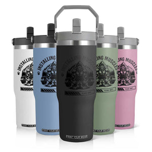 Installing Muscles Please Wait Flip Straw Tumbler Bigfoot Funny Gym Workout Gift TS12 Print Your Wear