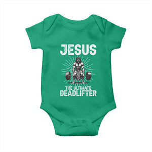 Funny Christian Gym Gift Baby Onesie Jesus The Ultimate Deadlifter TS12 Irish Green Print Your Wear