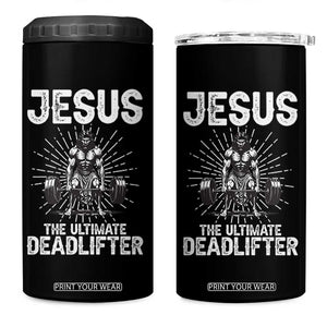 Funny Christian Gym Gift 4 in 1 Can Cooler Tumbler Jesus The Ultimate Deadlifter TS12 One Size: 16 oz Black Print Your Wear