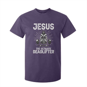 Funny Christian Gym Gift T Shirt For Kid Jesus The Ultimate Deadlifter TS12 Purple Print Your Wear