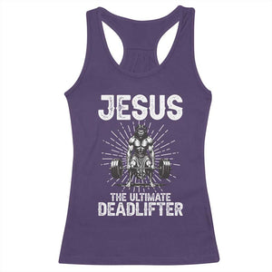 Funny Christian Gym Gift Racerback Tank Top Jesus The Ultimate Deadlifter TS12 Purple Print Your Wear