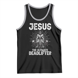 Funny Christian Gym Gift Tank Top Jesus The Ultimate Deadlifter TS12 Black Athletic Heather Print Your Wear