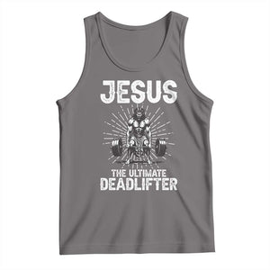 Funny Christian Gym Gift Tank Top Jesus The Ultimate Deadlifter TS12 Deep Heather Print Your Wear