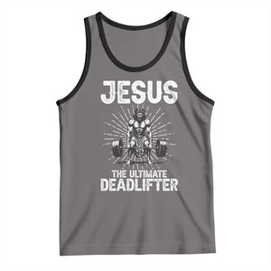 Funny Christian Gym Gift Tank Top Jesus The Ultimate Deadlifter TS12 Deep Heather Black Print Your Wear