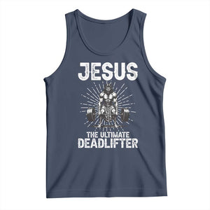 Funny Christian Gym Gift Tank Top Jesus The Ultimate Deadlifter TS12 Navy Print Your Wear