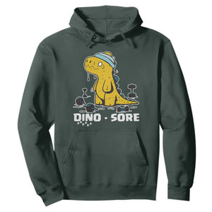 Dino Sore Hoodie Funny Dinosaur Workout Gift TS12 Dark Forest Green Print Your Wear