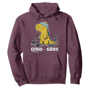 Dino Sore Hoodie Funny Dinosaur Workout Gift TS12 Maroon Print Your Wear