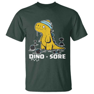 Dino Sore T Shirt Funny Dinosaur Workout Gift TS12 Dark Forest Green Print Your Wear