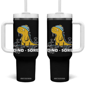 Dino Sore Tumbler With Handle Funny Dinosaur Workout Gift TS12 One Size: 40 oz Black Print Your Wear