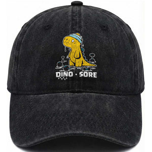 Dino Sore Washed Cotton Baseball Cap Funny Dinosaur Workout Gift TS12 Print Your Wear