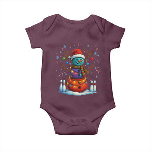 Funny Bowling Christmas Baby Onesie Gift For Bowler TS12 Maroon Print Your Wear
